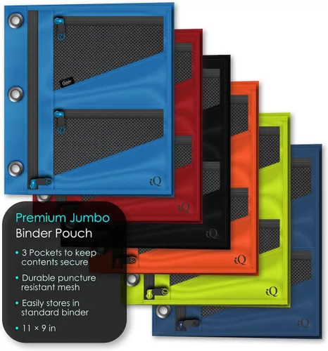Vista 5 de iScholar Estuche para lápices expandible jumbo, 3 bolsillos, el color puede variar (55035)