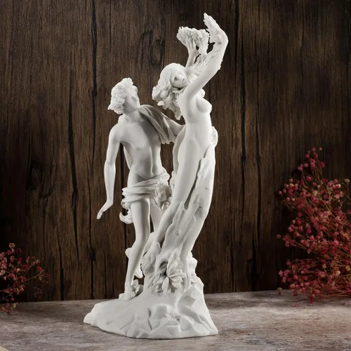 Vista 2 de Veronese Design 14 pulgadas Apolo y Daphne griego escultura resina mármol blanco acabado