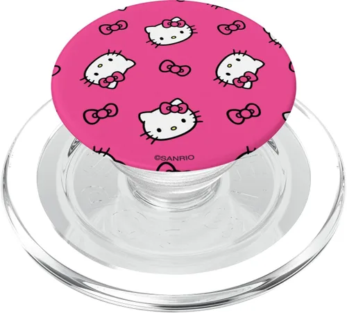 Vista 9 de Hello Kitty PopSockets con patrón de lazos PopGrip estándar