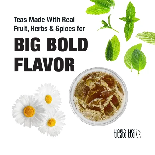 Vista 5 de Tiesta Tea - Infusión Fría de Manzanilla y Menta, Hoja Suelta, Mezcla Premium, Té Helado Sin Cafeína, 10 Paquetes de Infusión Fría, Rinde Una Jarra