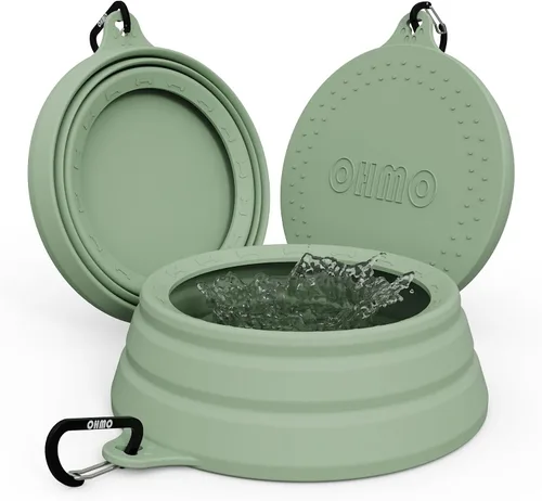 Vista 11 de OHMO Tazón de Agua para Perros Colapsable a Prueba de Derrames 24oz para Autos, Tazones Portátiles sin Salpicaduras para Viajes de Perros