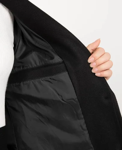 Vista 8 de ThCreasa Chaqueta de invierno de mezcla de lana para mujer, con solapa y solapa, para invierno