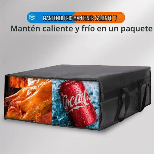 Vista 3 de Bodaon Bolsa de entrega de pizza aislada, 20" x 20" x 8" bolsas calentadoras de pizza para mantener caliente, bolsa aislada para entrega de Negro