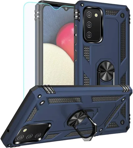 Vista 11 de Funda para Galaxy A02S con protector de pantalla HD, [grado militar] anillo de montaje en coche, soporte híbrido de policarbonato duro, TPU suave, a