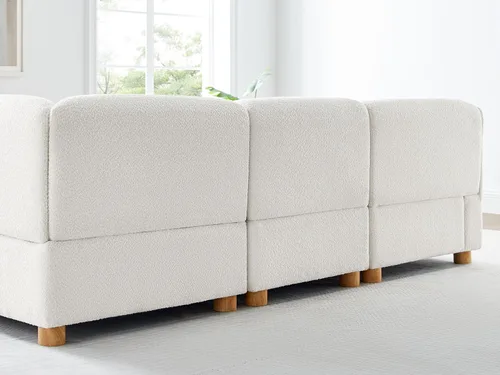 Vista 4 de VANOMi Sofá modular seccional, sofá biplaza de 2 asientos para sala de estar, color blanco crema