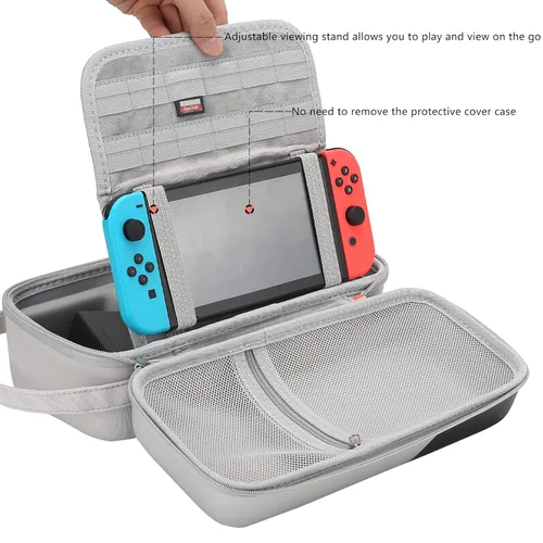 Vista 7 de Portable Carrying Case for Nintendo Switch with Removable Shoulder Strap - Built-in Stand Compatible with Switch OLED, Nintendo Switch AC Adapter