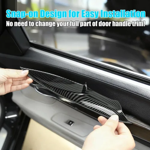 Vista 5 de Jaronx Compatible con cubiertas de tirador de puerta BMW Serie 7, patrón de fibra de carbono fila delantera y trasera 7' F02