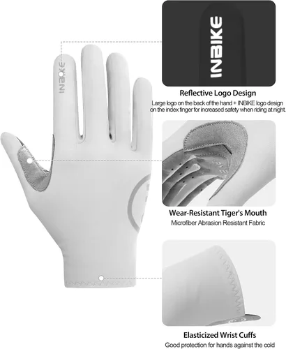 Vista 3 de INBIKE Guantes de ciclismo para hombre y mujer, forro polar fino, para pantalla táctil, guantes de bicicleta acolchados para correr, conducir