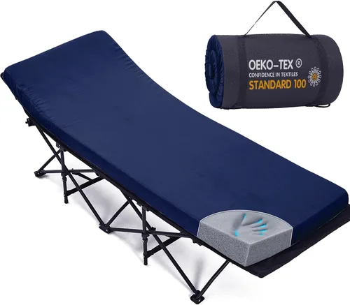 Vista 18 de CYMULA Colchón para Catre de Campamento de 2 pulgadas, Almohadilla para Dormir de Espuma Viscoelástica, Suave, Cálido, Antideslizante, Cubrecolchón