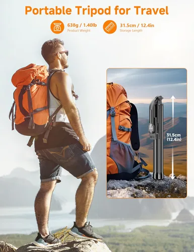 Vista 7 de Trípode de teléfono de 75 pulgadas y palo para selfie, soporte de trípode extensible para teléfono celular con control remoto inalámbrico y soporte