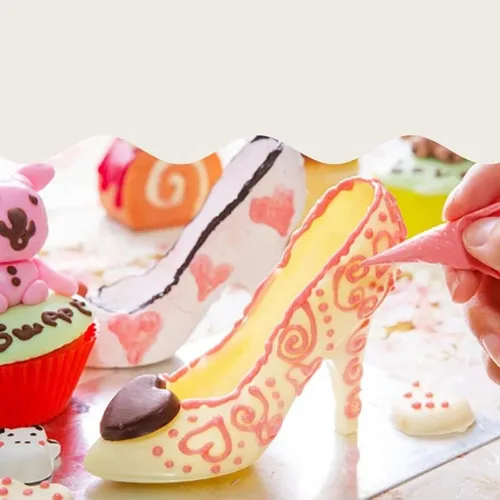 Vista 5 de Molde 3D para zapatos de chocolate de alta colina, molde de pastel de chocolate, molde de decoración de pasteles de fondant, molde de tacón alto 3D
