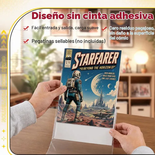 Vista 5 de KKU 200 bolsas y tableros de cómics, bolsas y tableros de cómics transparentes sin ácidos, almacenamiento de cómics para cómics