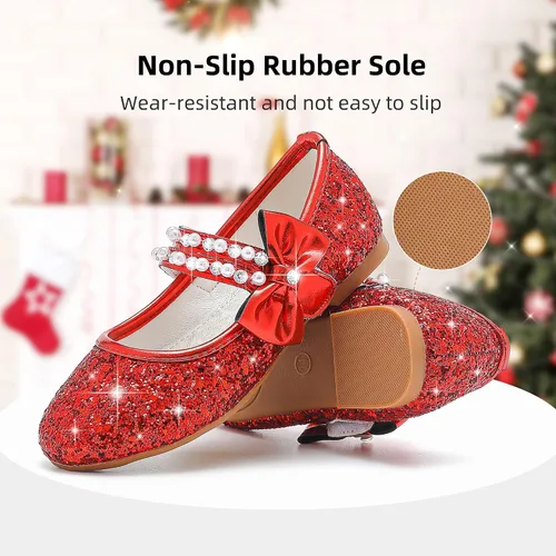 Vista 3 de Zapatos de vestir para niñas pequeñas, zapatos de flores, zapatos de princesa, boda, fiesta, zapatos planos para niñas pequeñas y grandes