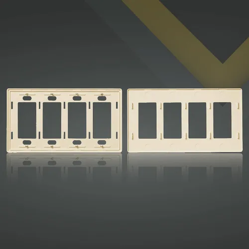 Vista 6 de Faith Placa de pared eléctrica sin tornillos para decoración de 4 segmentos, 4.68 pulgadas de alto x 8.4 pulgadas de largo, se adapta a GFCI