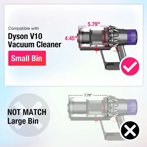 Vista 2 de Recipiente mejorado compatible con Dyson V10 para aspiradora Contenedor de repuesto compatible con Dyson V10 Parte No.969509-02