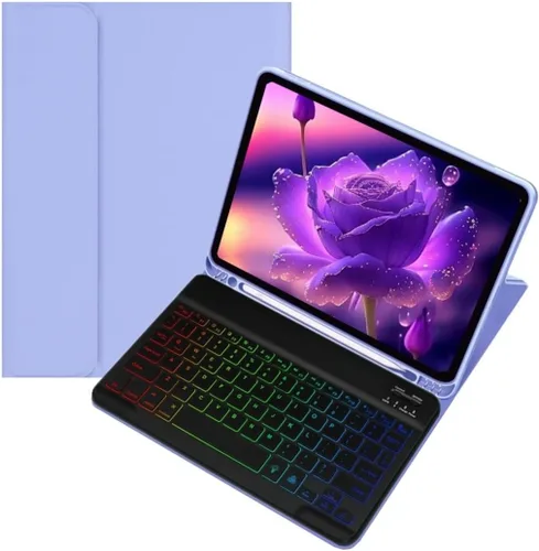 Vista 13 de kaidisen Funda con teclado retroiluminado colorido para Galaxy Tab S6 Lite de 10.4 pulgadas con teclado magnético desmontable Bluetooth RGB