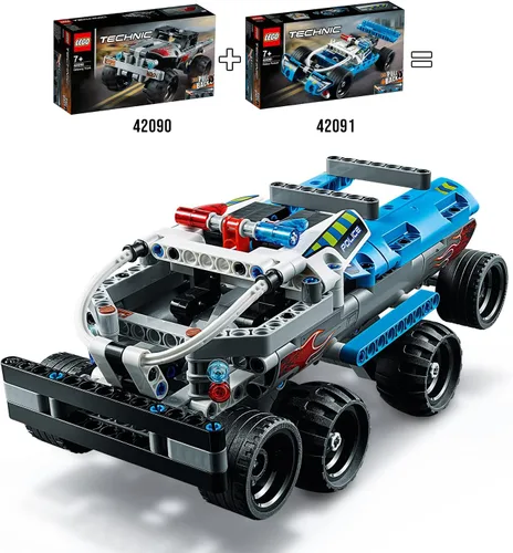 Vista 7 de Technic Camión de juguete Getaway, motor de tracción, modelo de camión monstruos, juguetes de vehículos para niños