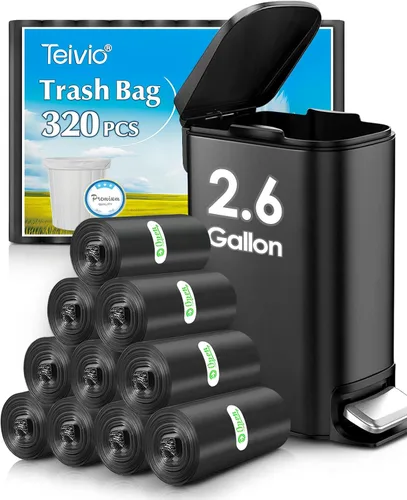 Vista 35 de Teivio - Bolsas de basura medianas de 5 galones, 50 unidades, bolsas de basura para baño, bolsas de plástico para el hogar, oficina, cocina