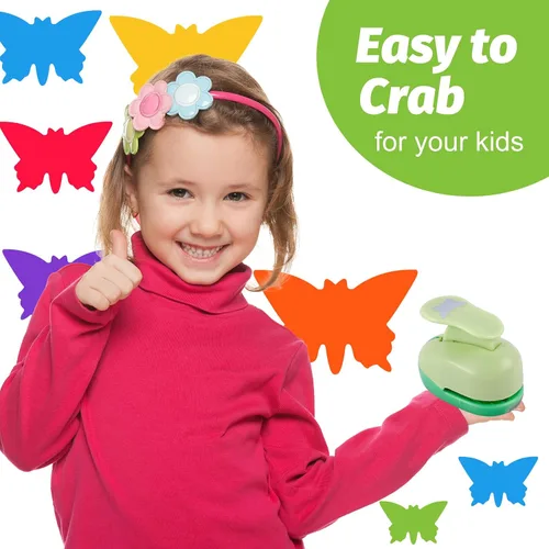 Vista 6 de UCEC Perforadora de mariposa de 1 pulgada, perforadores de papel para manualidades, perforadora de palanca hecha a mano, forma de agujero