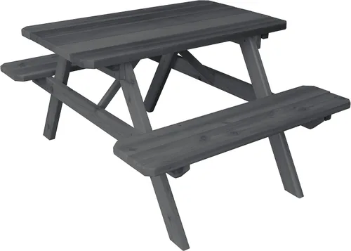 Vista 8 de Furniture Barn USA Mesa de picnic de cedro de 4 pies con bancos adjuntos, tinte de cedro mancha de cedro