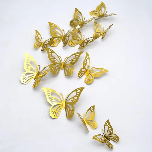Vista 6 de 24 calcomanías de pared de mariposa 3D, decoración de mariposa de CAYUDEN para decoración de pared, combinación de mariposas, calcomanías de pared