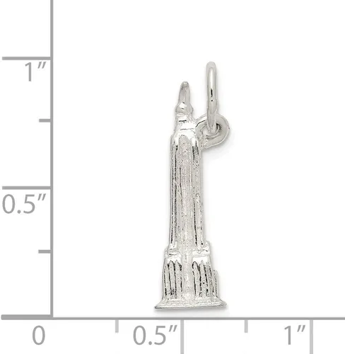 Vista 2 de Colgante de plata de ley 925 con diseño de imperio estatal, 0.984 x 0.276 in, Metal