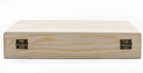 Vista 6 de Caja de madera sin acabar y sin pintar para lápices, rectangular. Caja de almacenamiento para herramientas y pinceles de artista, para bricolaje
