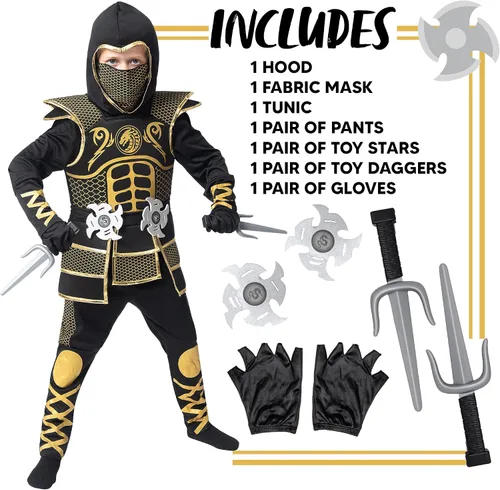 Vista 5 de Spooktacular Creations Kids Golden Ninja costume for Boys Halloween Dress Up