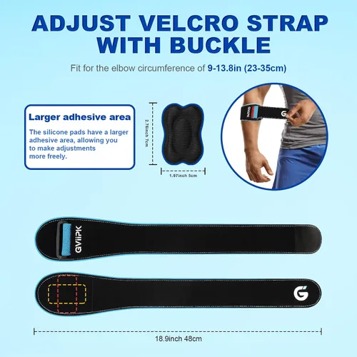 Vista 7 de Gviipk Codera de tenis mejorada para hombres y mujeres, correa de soporte ajustable para codo de golfistas para tendinitis, soporte de antebrazo