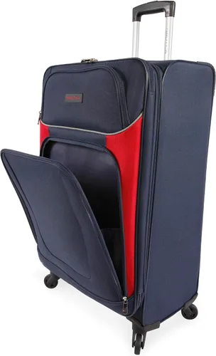 Vista 2 de NAUTICA Oceanview - Juego de maletas Softside de 5 piezas, azul marinorojo, marino, Oceanview - Juego de equipaje de 5 piezas