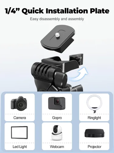 Vista 7 de EMART Soporte de trípode para teléfono de 61 pulgadas con cuello de ganso flexible, trípode portátil para iPhone y cámara, soporte aéreo