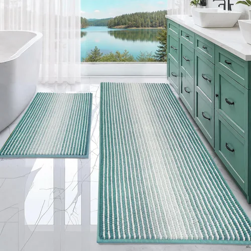 Vista 12 de BSICPRO Tapetes de baño de felpilla, 20 x 32 pulgadas, antideslizantes, absorbentes, suaves, peludos, para baño, lavables a máquina (salvia)