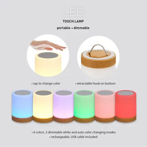 Vista 6 de Globe Electric Lámpara táctil portátil multicolor recargable integrada LED con cable USB incluido