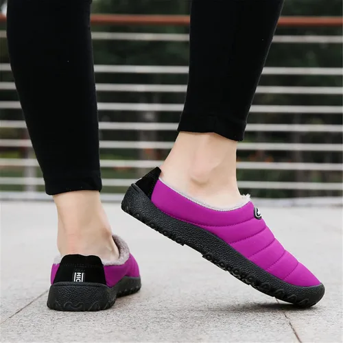 Vista 5 de UBFEN Mens Womens Winter Warm Slippers with Fuzzy Plush Lining Slip on House Shoes Indoor Outdoor Anti-Skid Rubber Sole