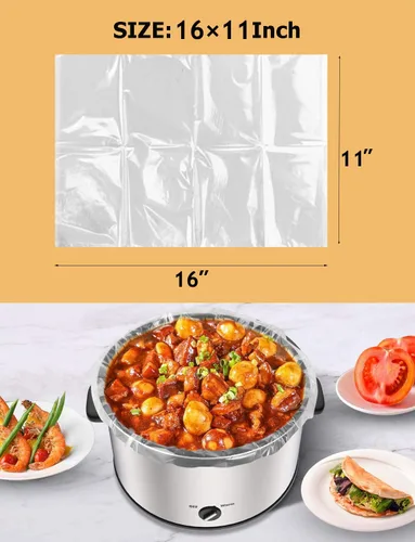 Vista 3 de 16 forros para olla de cocción lenta, tamaño pequeño (11 x 16 pulgadas), bolsas de cocina desechables para cocina de 1 a 3 cuartos de galón, seguras