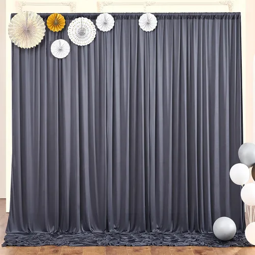 Vista 51 de Cortinas de fondo negras negras sin arrugas para fiestas, cortinas de tela gruesa para telón de fondo de fotos para cumpleaños, bodas, baby shower