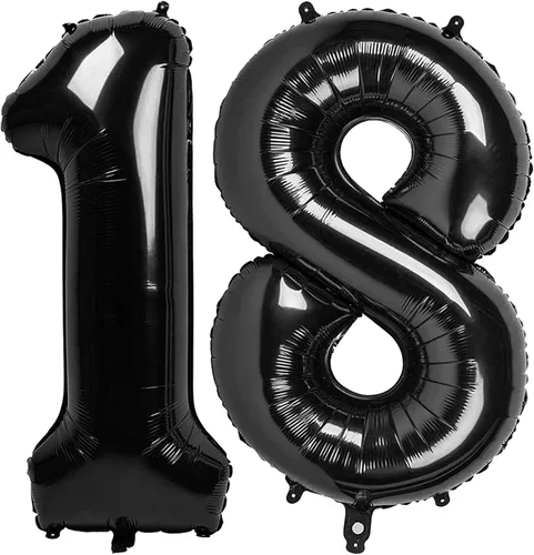 Vista 207 de Globos con números de 40 pulgadas, color negro, para decoraciones de cumpleaños de 10 a 100 años Jumbo 40In & Vibrant Color, With Hanging Holes