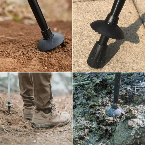 Vista 7 de Juego de puntas de bastón de trekking – Protectores de puntas de repuesto para bastones – Cestas de nieve y barro