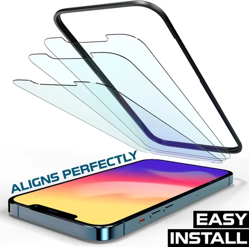 Vista 4 de REBEL Paquete de 3 protectores de pantalla para iPhone 12 Pro Max [6.7 pulgadas] Ultra resistente a las roturas de 0.016 in, arañazos, vidrio
