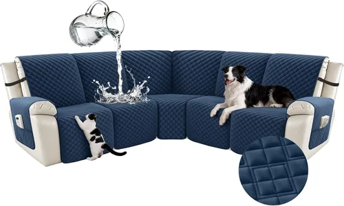 Vista 116 de Arfntevss Fundas para sofá seccional reclinable para sofá seccional en forma de L, funda antideslizante lavable para sofá reclinable con forma de L