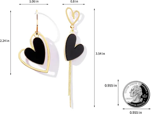 Vista 6 de Asymmetrical Heart Earrings Heart Drop Earrings Heart Dangle Earrings For Women Birthday