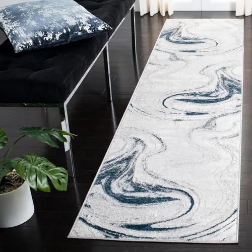 Vista 18 de SAFAVIEH Orchard Collection - Alfombra decorativa de 4 pies 5 pulgadas x 6 pies 5 pulgadas, gris y azul, diseño abstracto moderno, no desprende