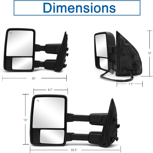 Vista 7 de JZSUPER Espejo de remolque lateral izquierdo para Ford F250 F350 F450 F-550 Super Duty Power calentado ámbar intermitente luz de charco luz auxiliar