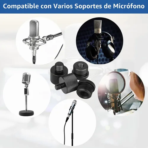 Vista 6 de Juego de adaptadores de soporte de micrófono, 8 adaptadores de rosca de micrófono, 5/8 hembra a 3/8 macho y 3/8 hembra a 5/8 macho, 5/8 hembra a 1/4