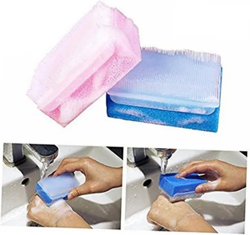 Vista 7 de Cepillo de esponja de masaje de entrenamiento sensorial, 2 piezas, limpiador corporal suave para portátil y ligero para ducha y baño, promueve