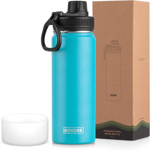 Vista 121 de koodee Botella de agua para niños, botella de agua de acero inoxidable de 12 onzas con aislamiento al vacío para la escuela, botella de agua de boca