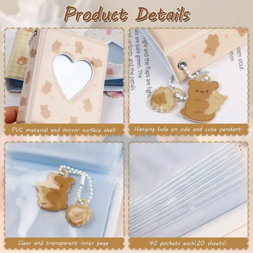 Vista 3 de Carpeta para tarjetas fotográficas de 3 pulgadas, soporte para tarjeta fotográfica Kpop, mini álbum de fotos, soporte para tarjeta de fotos, álbum