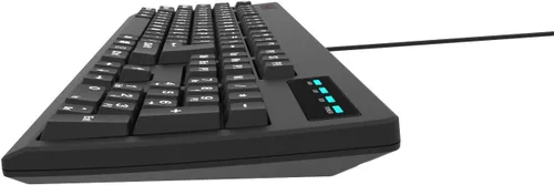 Vista 4 de Nueva impresión grande de 104 teclas USB con cable de 7 pies, resistente a derrames, negro elegante, teclado duradero para laptop, Mac, TV