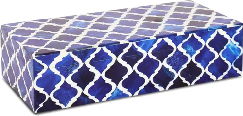 Vista 10 de Handicrafts Home Organizador para joyas y caja de almacenamiento, cajas decorativas para mujer y chicas, para envoltura, estampado de cheurón blanco