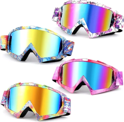 Vista 7 de Tallew 4 pares de gafas de motocross para motocicleta, motocross, carreras, ATV, para hombres y mujeres, deportes de potencia y esquí